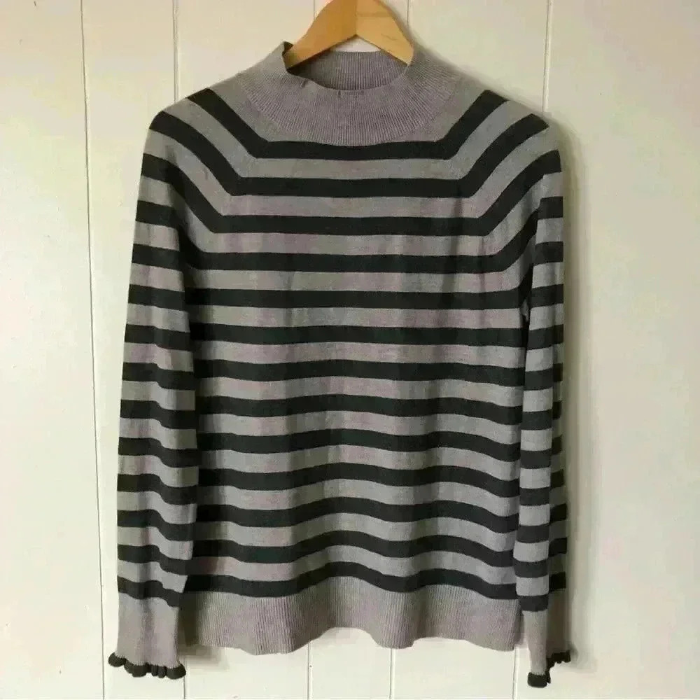 LOFT Striped Acrylic / Nylon Top Sweater Size S